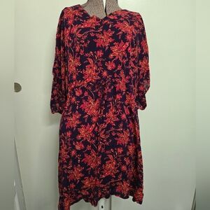 Lands’ End Womens Floral Oversized Tie Waist Cover up Lightweight Size XS/Small